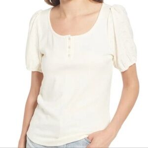 Madewell Eyelet Sleeve Henley Top